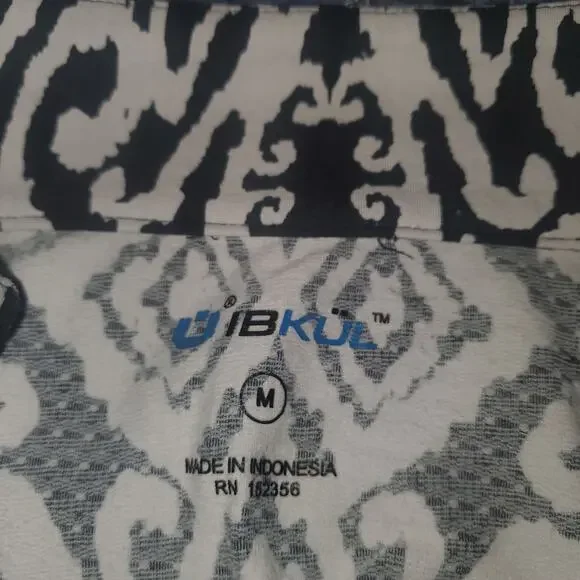 IBKUL Size M DOREEN Black & White Short Sleeve Mock 1/4 Zip Golf Shirt - Picture 4 of 7